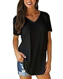 longshirt damen schwarz weiß Anlass：Diese kurzarm V-Ausschnitt Tops ist sehr geeignet für Outdoor, Schule, Büroarbeit, Berufung, täglich und so weiter.