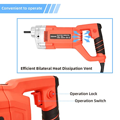 Yaheeda Electric Concrete Vibrator,1500W 110V With 6.6 Ft/2M Shaft Rod Concrete Tools,4200Rpm Per Min Hand Held Portable Concrete Vibrator Suitable For Various Concrete Construction #TOP4