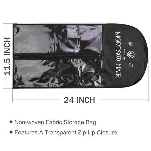 Image of Moresoo Hair Extension Storage Bag with Hanger, Black | Dustproof, Travel Storage, Keeps Extensions Neat and Tangle-Free, Home Closet Organizer for Hairpieces