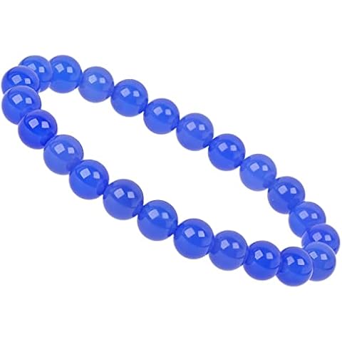 ELEDORO PowerBead Women's Stretch Bracelet Made of Gemstone Beads 8mm Agate Royal Blue, Genuine agate gemstone, Agate royal blue Cover
