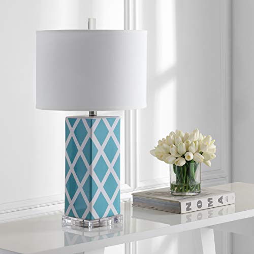 Safavieh Lighting Collection Garden Light Blue Lattice 27-inch Bedroom Living Room Home Office Desk Nightstand Table Lamp (LED Bulb Included)