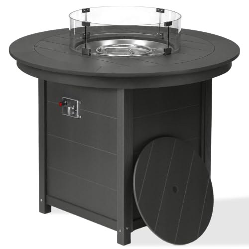 COSTAELM Sol 47" Modern Outdoor Patio Backyard Round Propane Counter Height Fire Pit Table (Rocks Not Included), Gray