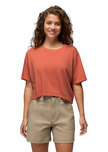 prAna Womens Everyday Crop Tee, Lychee, Small