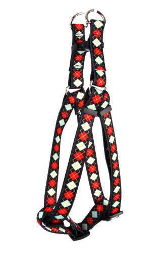 Image of Yellow Dog Design Step-in Harness, Medium, Red Argyle