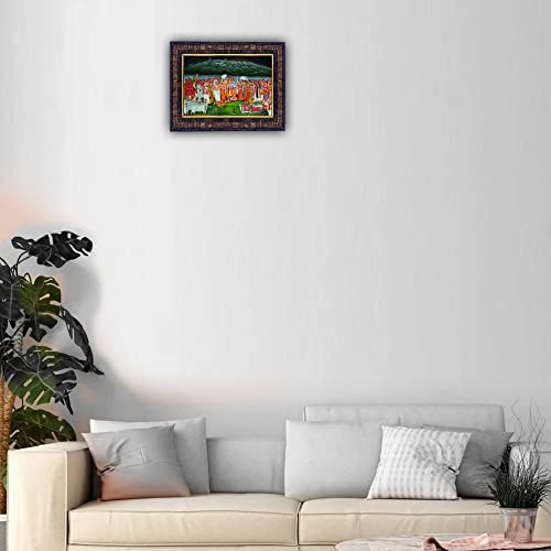 Image of Hawai Lord Krishna with Govardhan Parvat Photo Frame, Size- 8.5x7inch | Engineered Wood Wall Hanging Home Decor Religious Frame | SFDI271BLKFRM