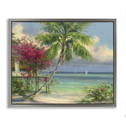 Tropical Beach Resort Floral, 16 x 20 Inch Canvas in Floater Frame