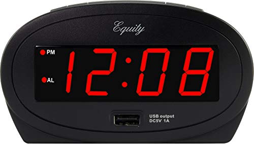 Equity 0.9 Inch Red Led Alarm Clock With Usb Charging Port #TOP1