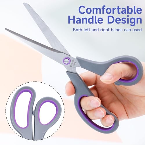 8.5\" Scissors, 6 Pack Scissors All Purpose with Soft Comfort-Grip Handles, Sharp Scissors for Office Home DIY Craft Sewing Fabric Craft Supplies, Office Supplies, School Supplies, Right/Left Hand