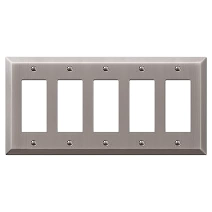 Amerelle 163R5AN, Century Wallplate, 5 Rocker, Steel, Antique Nickel, 1-Pack