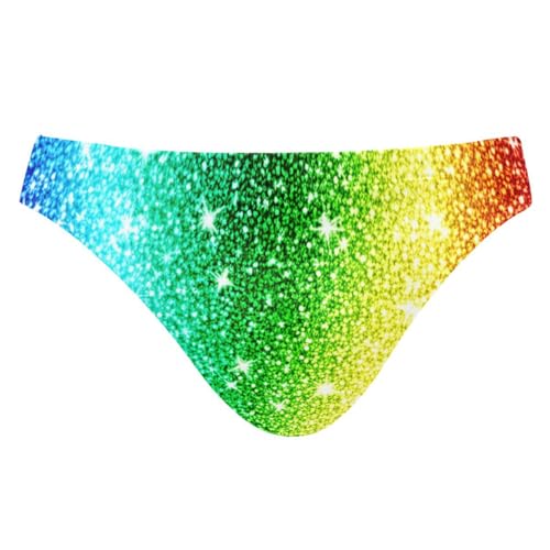 Men's Rainbow Glitter Swim Briefs Bikini Swimsuit S 202c1401