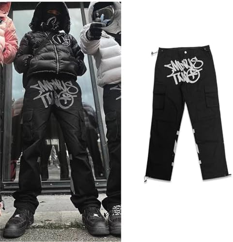 【希少】jentlouis SideLine Tucked Pants Y2K Y2K Cargo Jeans Baggy Pants, High Waist Printed Hip Hop, Loose