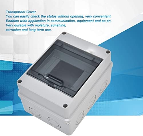5 Way Distribution Protection Box, IP65 DIN Rail Waterproof Transparent Cover Distribution Junction Case for Electrical, Communication, 6.3 x 4.72 x 3.54in
