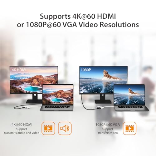 j5create USB-C to HDMI/VGA Adapter - Support 4K60Hz HDMI or 1080p VGA, Mirror and Extended Mode - Compatible with iPad Pro, MacBook, Surface Laptop and Thunderbolt 3/4 (JCA174) by j5create - Image 3