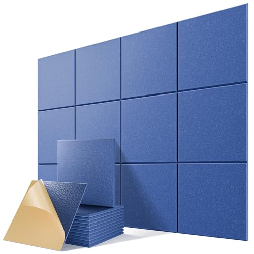 Image of 12 Pack Self-Adhesive Acoustic Panels, 12 inch X 12 inch X 0.4 inch High-Density Sound Proof Foam Panels for Walls, Soundproof Wall Panels for Home & Office (Sky Blue)