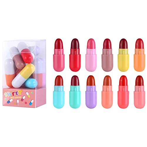 12-teiliges Matt Mini-Kapsel-Lippenstift-Set Nude-Farbe samtige Lippentönung langanhaltende hochpigmentierte niedliche Lippen-Make-up-Geschenke für Frauen