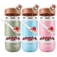 Netrox – Netrox Müslibecher To Go Edelstahl 3er Set mit Löffel
