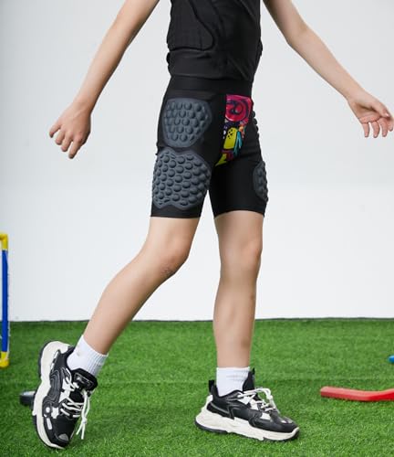 Topeter Youth Hip Protective Underwear Goalie Impact Shorts Hip Protective Gear Guard Impact Underwear for Rugby Pink YXL - Image 3