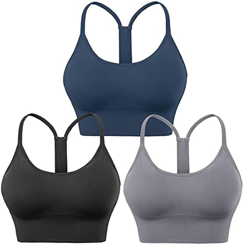 Evercute Racerback Sports Bras Padded Y Racer Back Cropped Bras for Yoga Workout Fitness Low Impact