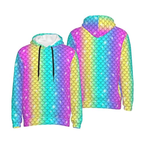 Hoodies For Men - Rainbow Scales2 Print Long Sleeve Casual Men'S Hoodies & Sweatshirts Pullover With Pocket4