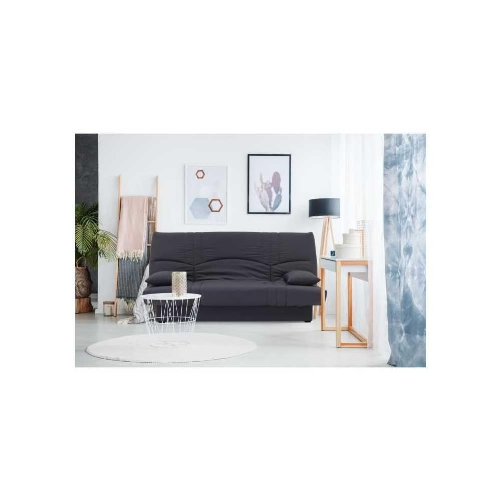 Générique Dream Banquette clic clac 3 Places - Tissu 100% Coton - Gris Anthracite - Contemporain - L 190 x P 92 cm