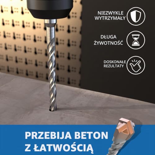 STONE REEF Profesjonalny Zestaw Wierteł do Betonu - 7-Częściowy z Kasetą - SDS Plus Ø 5, 6, 8, 10, 12 mm x 156 mm - do Kamienia