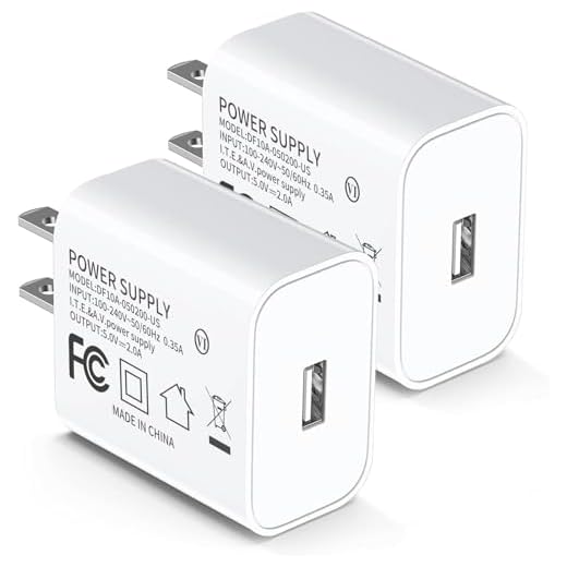 5V 2A Power Adapter UL Certified, USB Wall Charger 2-Pack – Fast Charging Plug Cube for iPhone 13/14/15/16/16 Pro/Pro Max/Plus, XS/XR/X & Watch Series 7/8, Ideal for Home & Travel Use