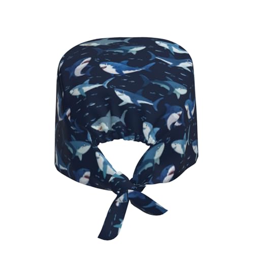 Image of Working Cap Scrub Cap with Sweatband Adjustable Unisex Tie Back Hat for Cleaning Farm Nursing