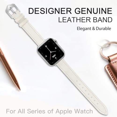 Image of JR.DM Slim Leather Bands Compatible with Apple Watch Band 38mm-49mm | Genuine Leather Thin Band Feminine Design Strap for Iwatch Ultra SE Series 11 10 9 8 7 6 5 4 3 2 1