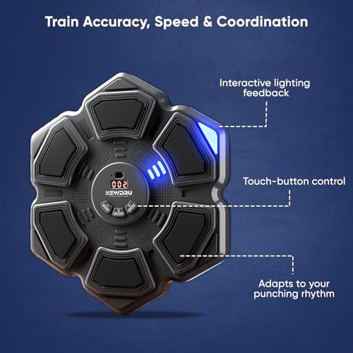 Image of NEWDRU Music Carbon Boxing Machine Wall Mounted, Smart Electric Music Boxing Machine for Adults & Kids, Interactive Wall Mounted Musical Boxing Machine with Free Trainer Gloves