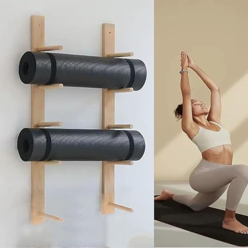 Wooden Yoga Mat Holder Wall Mount - Floating Shelf for Gym nization & Yoga Studio Storage - Space-Saving Solution for Fitness Enthusiasts & Yogis
