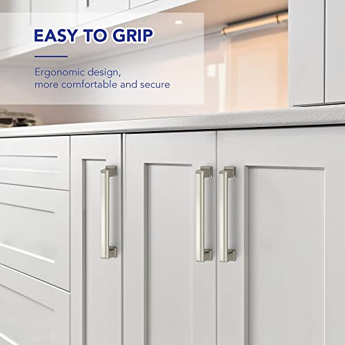 10 Pack Kitchen Cabinet Pulls Square Drawer Pulls 5 Inch Hole Center Cabinet Handles Brushed Nickel Drawer Pulls Kitchen Cabinet Hardware For Kitchen Cupboard Solid Dresser Handles #TOP4