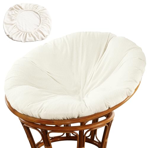 Wibeelee Papasan Chair Cushion Cover 55 x 55 Soft Plush Fleece Slipcover Only Removable & Machine Washable with Adjustable Design(White)