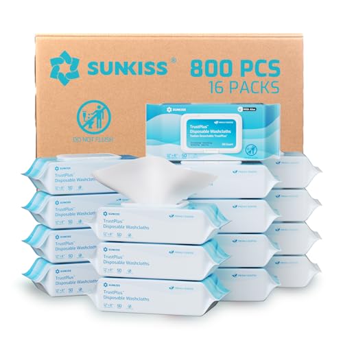 SUNKISS Trustplus Toallitas Húmedas para Adultos Sin Enjuague Extra Grandes 20x30 cm Paños de Limpieza Corporal para Ancianos Incontinencia y Limpieza Aroma Fresco 800 Unidades