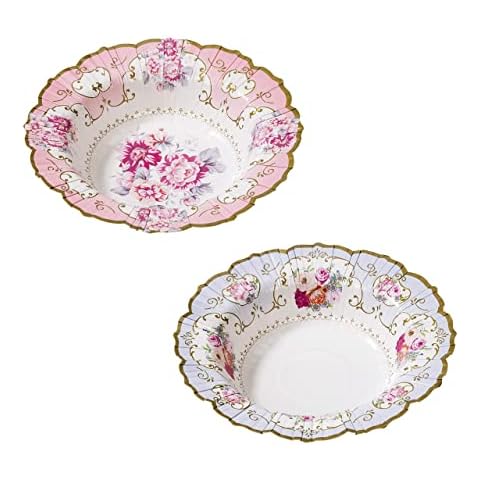 Pack of 12 (20cm) Truly Scrumptious Vintage Floral Paper Bowls | Perfect for an Afternoon Tea Party | Serve up strawberries and cream in style | Girls Birthday, Baby Shower, Wedding Cover