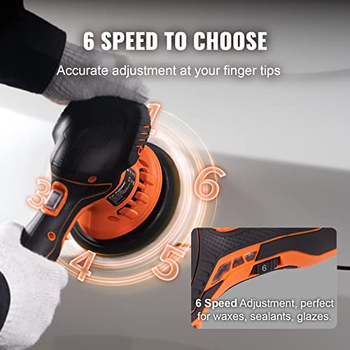 Vevor Cordless Buffer Polisher With 2Pcs 2.0Ah Battery, 6-Inch Random Orbital Polisher For Cars, 6 Variable Speed 5200Rpm Car Buffer Polisher Kit For Car Detailing/Polishing/Waxing #TOP25