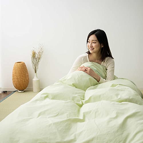 Emoor Japanese Futon Cover Set Presso (Mattress & Comforter Zip Cover And Pillowcase) Twin/Twin-Long Size (Green), Zipper-Closure, Made Injapan 100% Cotton Tatami Floor Sleeping Mat Bed Linen #TOP4