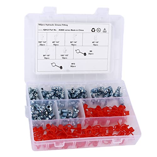 Image of Grease Zerk, 6 Sizes British System Hydraulic Hex 160PCS /Set Lubrication Fittings for Cars for Trucks for Motorcycles