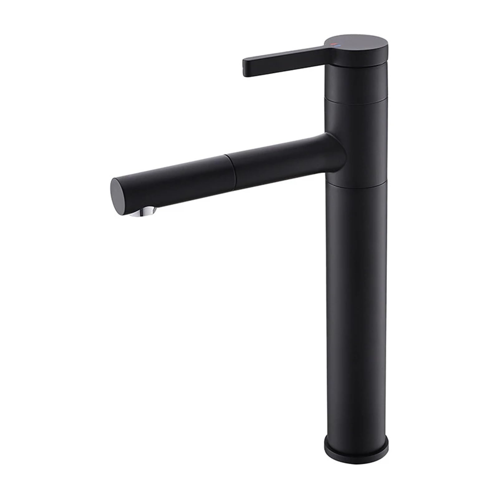 Grifo de lavabo alto monomando negro mate giratorio para fregadero