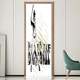  3D Autocollant Porte Sticker Joueur de baseball vintage Stickers pour De Placard Cuisine Affiche Autocollant De Porte 3D Autocollant De Décoration De Voile De PVC Amovible Autocollant L90 x H210cm
