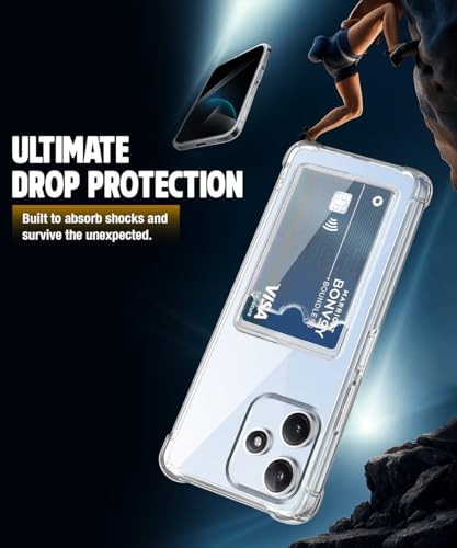 Image of WOW IMAGINE Transparent Back Cover Case for Mi Redmi 12 5G | Redmi 12 4G | Poco M6 Pro 5G | Flexible Built-in Slim Card Pockets Wallet | Soft Silicone Mobile Cover - Transparent