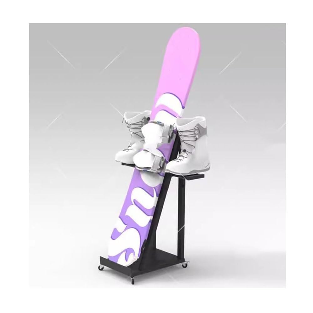 LIEOWYD Floor Sample Holder,Metal Snowboard Storage Rack, Skis Stand Parking Rack, Home Shed and Garage Organization System Snow Ski Holder? Can Hold Ski Boots On Both Sides (Color : Blac-B, Size :