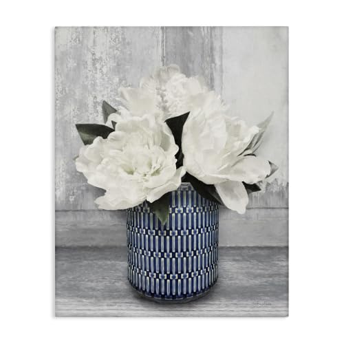 Stupell Industries Rustic Peony Floral Vase, 16 x 20 Inch Canvas Wall Art