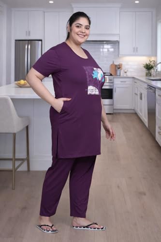 Image of RYSH Women's Printed Cotton Plus Size Longline T-Shirt with Pockets | Cotton fabric - soft longline T-shirt with easy plus-size fit