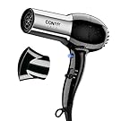 Conair Hair Dryer, 1875W Full-Size Hair Dryer with Ionic Conditioning, Blow Dryer, Tourmaline Ceramic Technology for Quick Drying, Black/Chrome