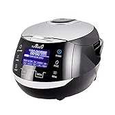 Yum Asia Sakura Rice Cooker with Ceramic Bowl and Advanced Fuzzy Logic (8 cup, 1.5 litre) 6 Rice Cook Functions, 6 Multicook Functions, Motouch LED Display, 220-240V UK/EU Power (Black and Silver)