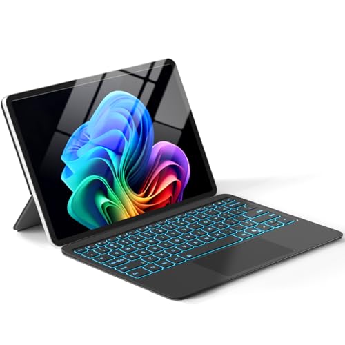 Surface Pro 12 Device Keyboard 7 Color Backlits Bluetooth Wireless Magnetic Type-Cover for Microsoft Surface Pro 12 inch 2025 Smart Sleep/Wake Multi-Touch Trackpad Ultra-Slim Type-C Rechargeable