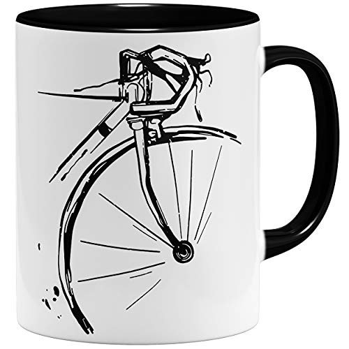 ® Retro Fahrrad Radler Bike Rad Tasse | Keramik Becher | 11oz 325ml | Fun Bicycle Fahrradfahrer | Schwarz
