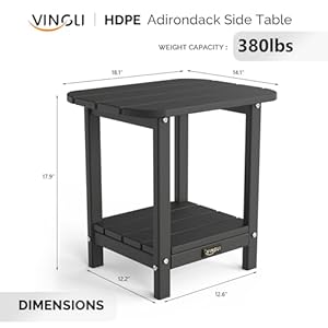 Vinglioutdoorsidetablewith2layerstorageplasticwaterproofanduvresistanthdpeadirondackcoffeeendtablesallweatherforpatiobackyardpoolindooruseblack Urban Country Home Decor Vingli outdoor side table with 2 layer storage plastic waterproof and uv resistant hdpe adirondack coffee end tables all weather for patio backyard pool indoor use black urban country home decor
