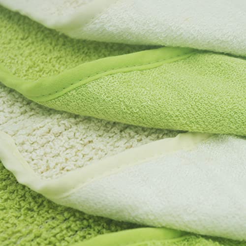 Natural Organic Bamboo And Ramie Dual Sided Washcloths Hand Towels Ultra Soft For Shower Bath Spa, Gentle For Body Face Sensitive Baby Skin, Pack Of 4(Green And White) #TOP3