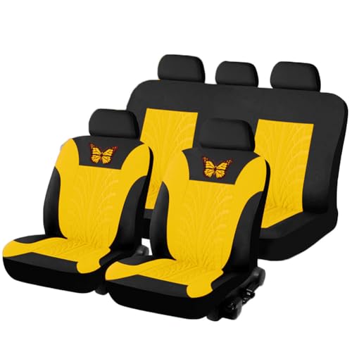 YOUCAI Vordersitzbezüge für Auto Autositzbezug für den Fahrersitz Autositzbezüge Schonbezüge Vorne Vordersitzbezüge Auto Schonbezug Autositz für Vordersitze und Rücksitze Gelb 5 Sitzer